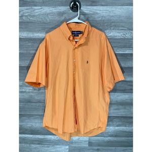 Ralph Lauren Orange Blake Button Down Short Sleeve Shirt Mens Large